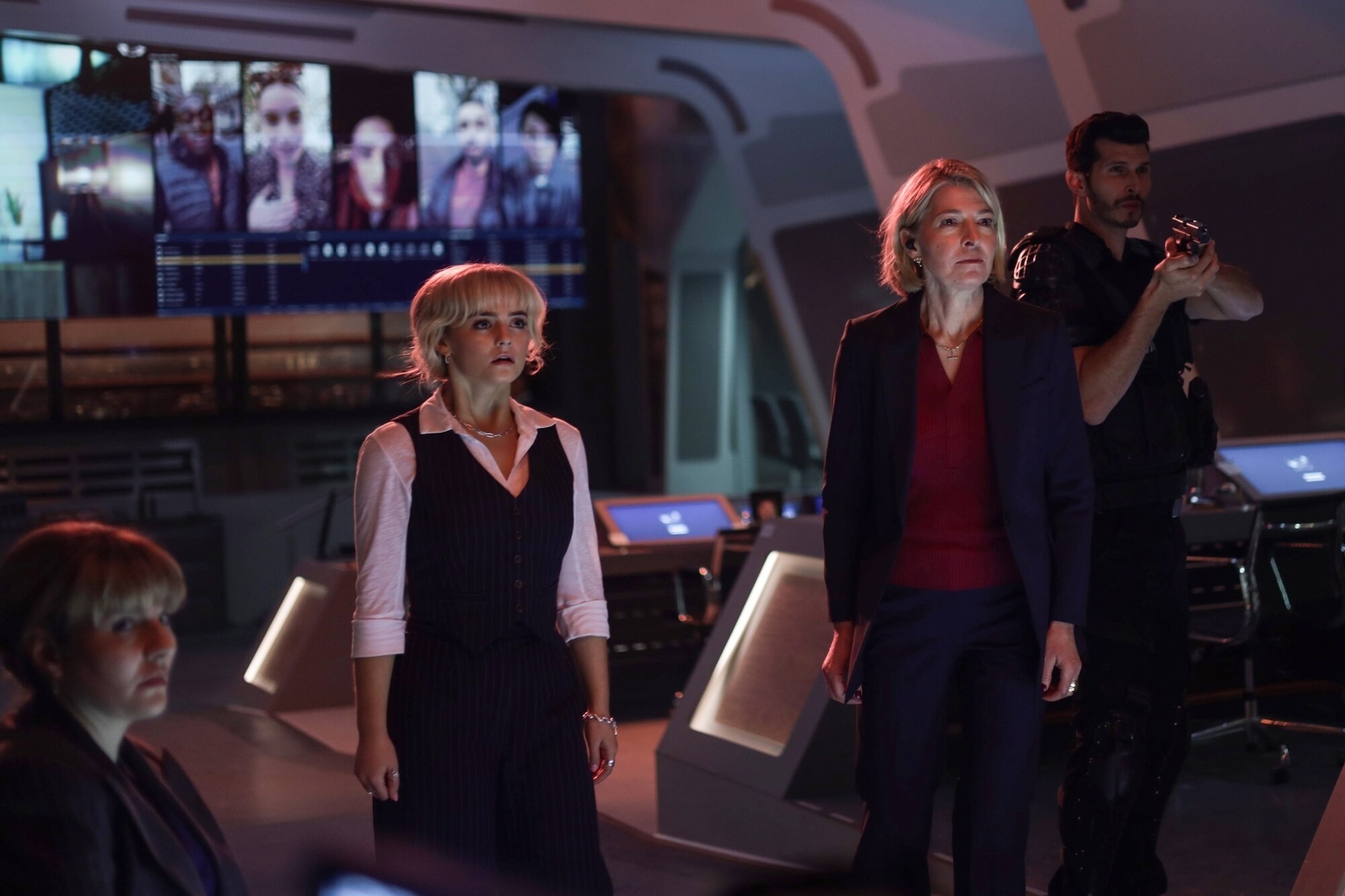 Ruby, Kate, Shirley and Colonel Ibrahim look on scared towards an unknown adversary.