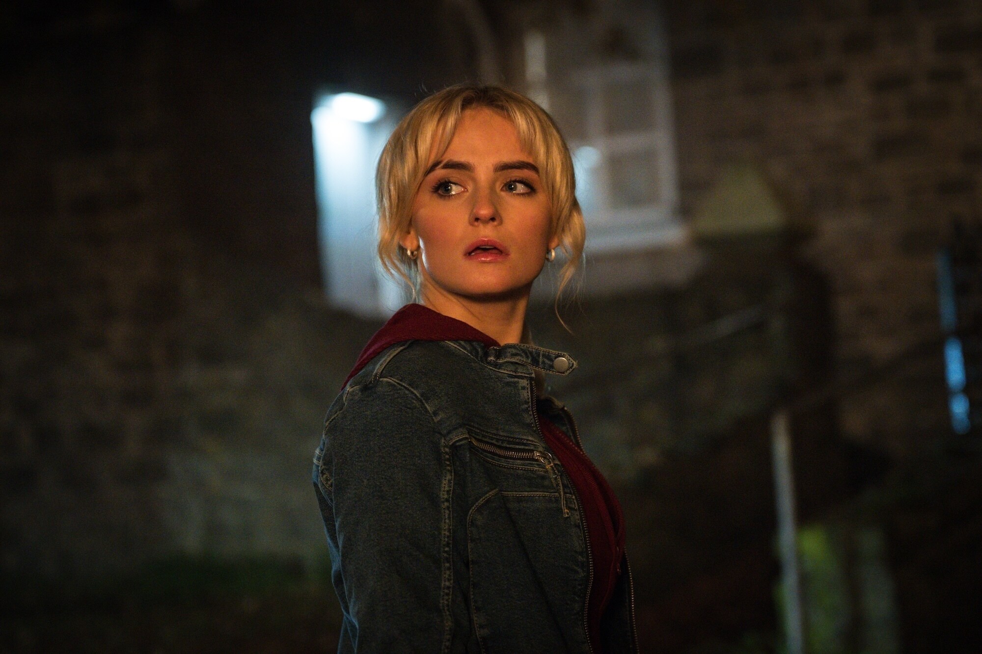 Ruby Sunday played by Millie Gibson looking worried.