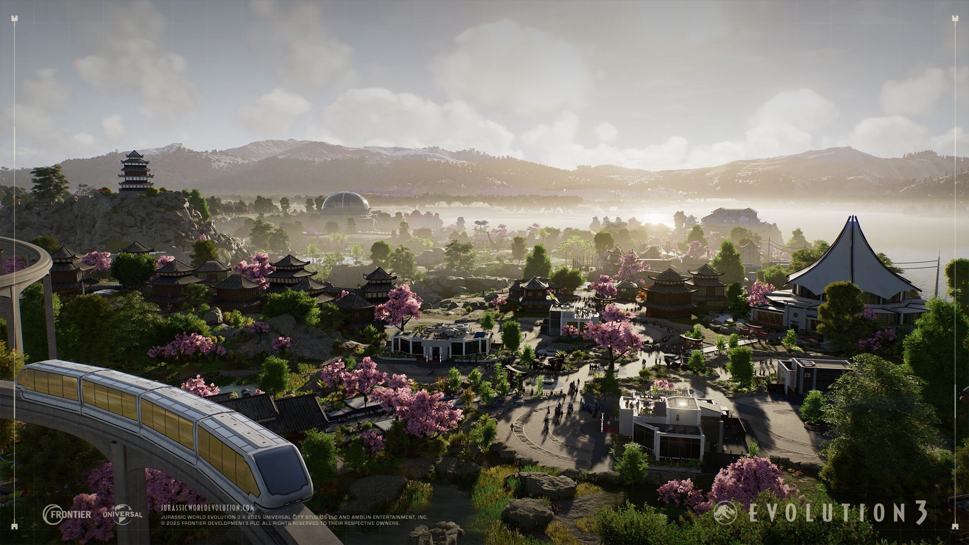A view of the new Japan map in the game and its themed building pieces. 