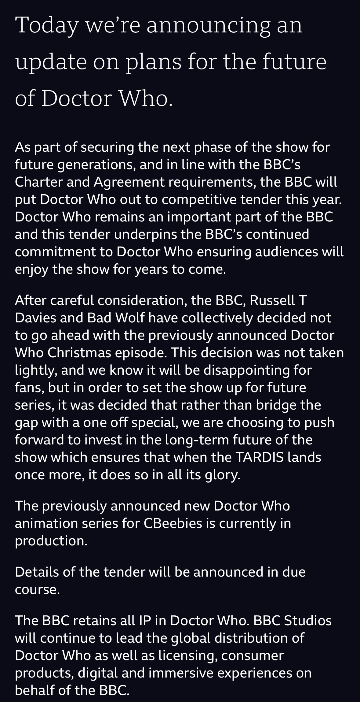 The official statement from the BBC